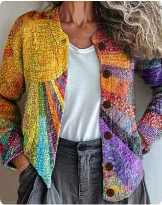 Gilet en maille à effet 3D pour femme