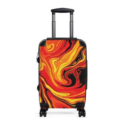Valise cabine marbre ardent — Bagage tourbillonnant rouge et jaune audacieux
