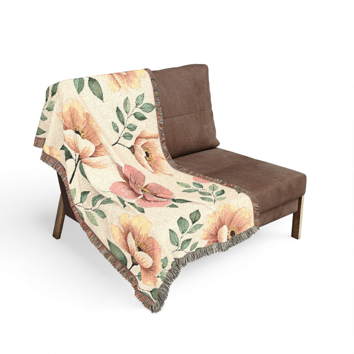 Couverture tissée florale — Plaid botanique vintage