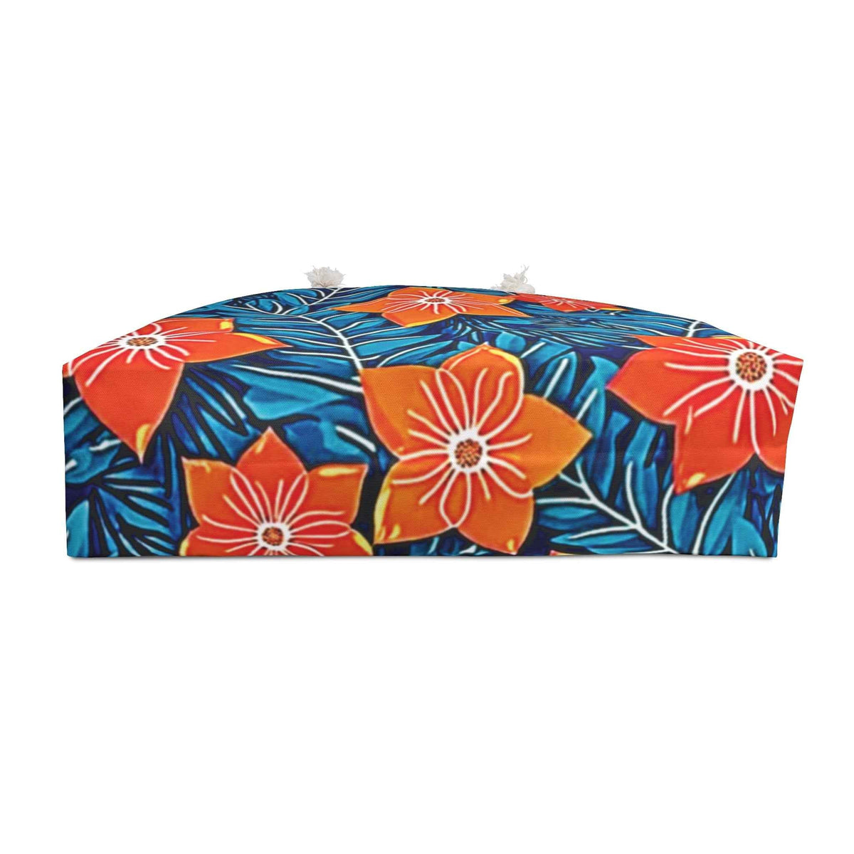 Sac de voyage à motif floral orange | Feuilles tropicales bleues | Grand cabas