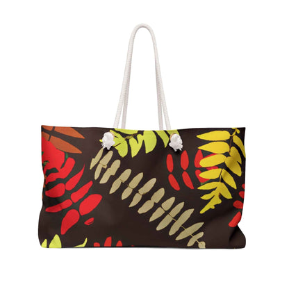 Sac de voyage à motif de fougère d'automne | Grand cabas à feuilles d'automne