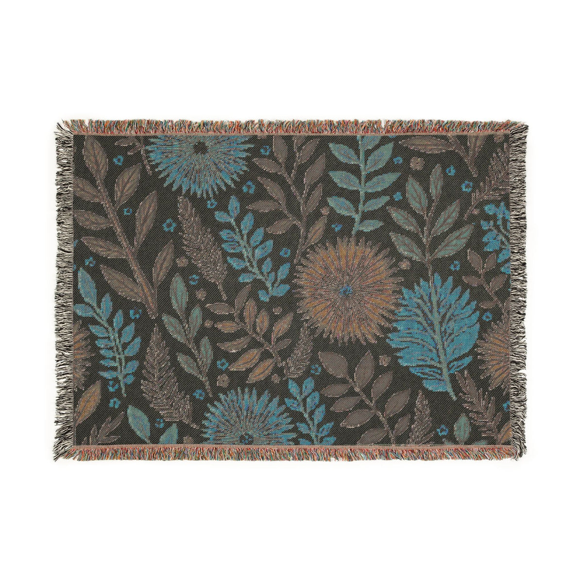 Couverture tissée florale — Plaid bohème réversible pour salon et chambre