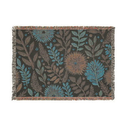 Couverture tissée florale — Plaid bohème réversible pour salon et chambre