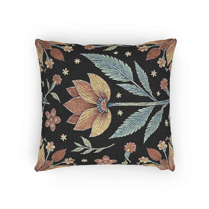 Oreiller tissé à tapisserie florale vintage | Oreiller décoratif botanique