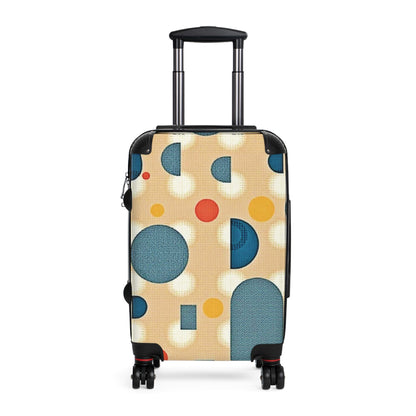 Valise cabine à pois rétro – Bagage de voyage bleu et moutarde du milieu du siècle