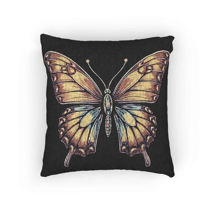 Coussin tissé Papillon doré | Coussin décoratif style tapisserie