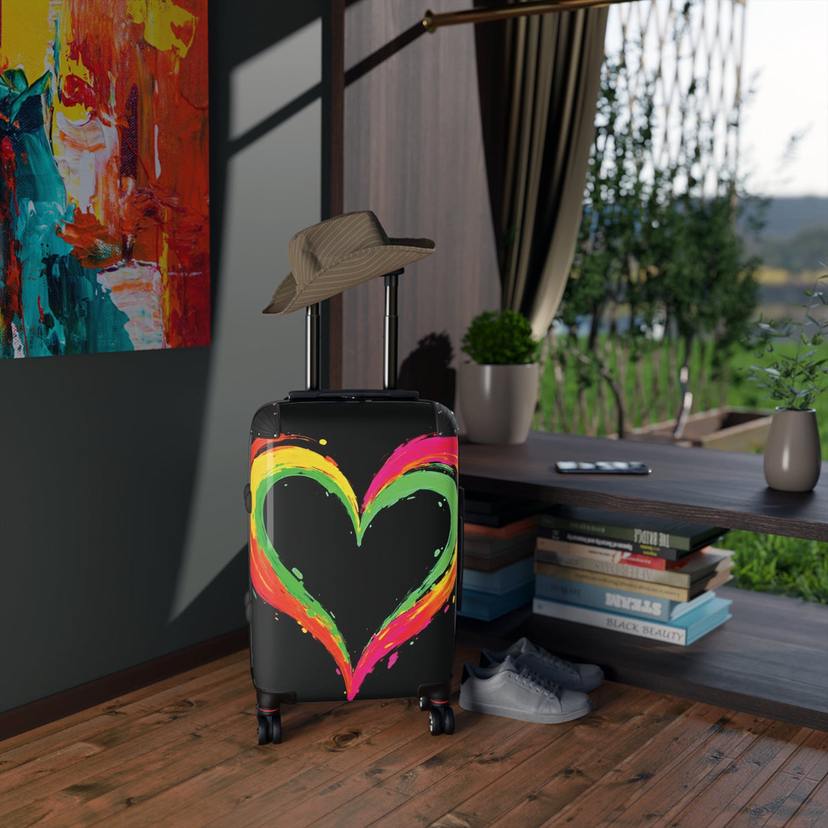 Valise Cœur Coloré – Bagage Cabine Cœur Peinture Néon
