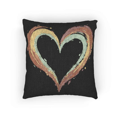Oreiller cœur peint | Coussin décoratif tissé, coussin cœur bohème