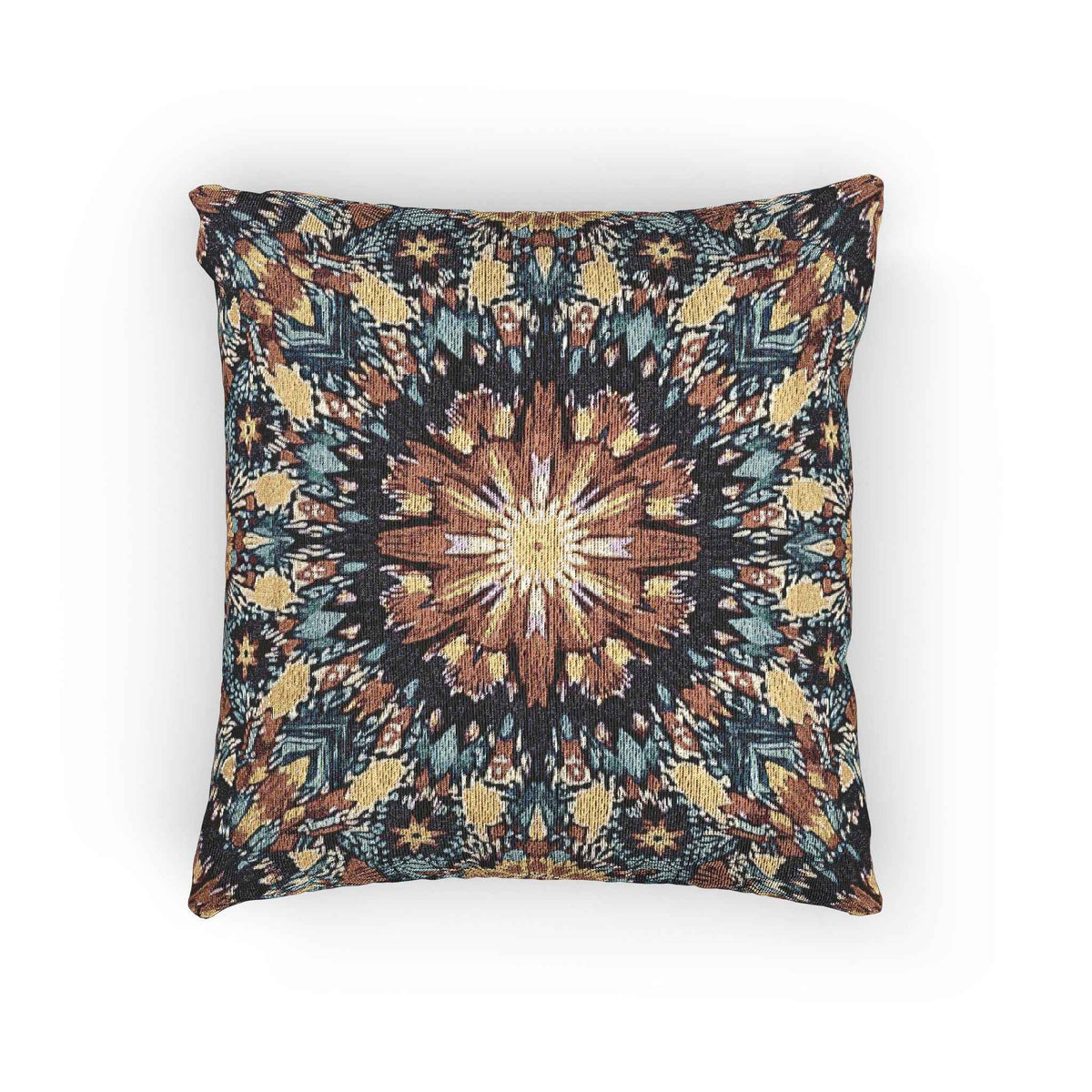 Oreiller tissé mandala géométrique | Coussin décoratif mosaïque bohème