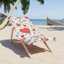 Serviette de plage – Serviette de plage motif cœurs rouges pour la Saint-Valentin