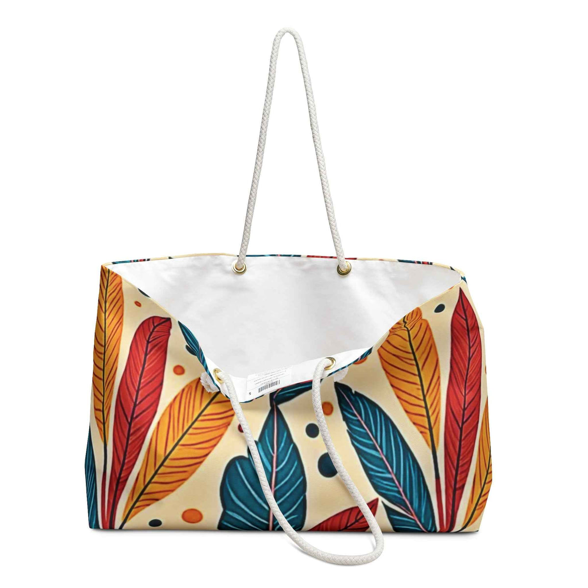 Sac de voyage Weekender à feuilles tropicales colorées | Grand cabas de plage bohème