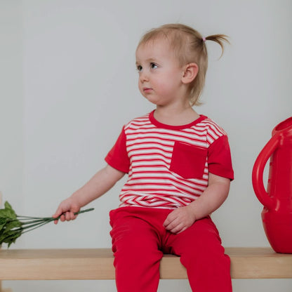 Baby/Kids' Bamboo Pocket T-Shirt | Rainbow Stripe