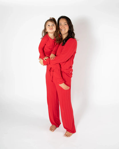 Pyjama long rouge pour femme