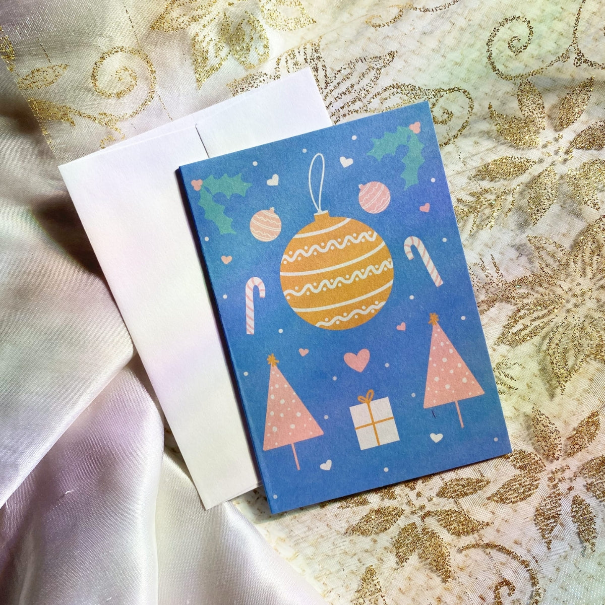Carte de vœux miniature Ornement Joyeuse Fêtes