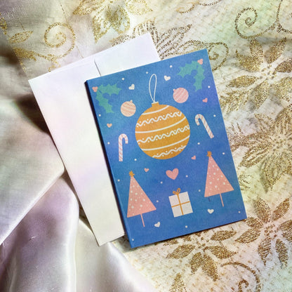 Carte de vœux miniature Ornement Joyeuse Fêtes