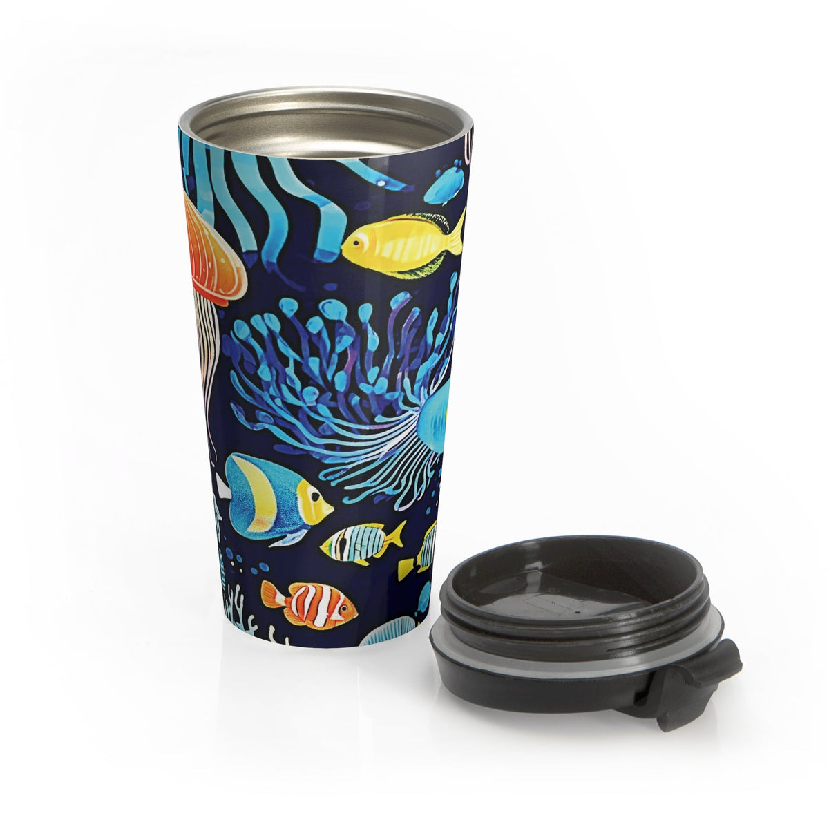 Mug de voyage Méduse Océan — Gobelet isotherme en acier inoxydable coloré sous-marin