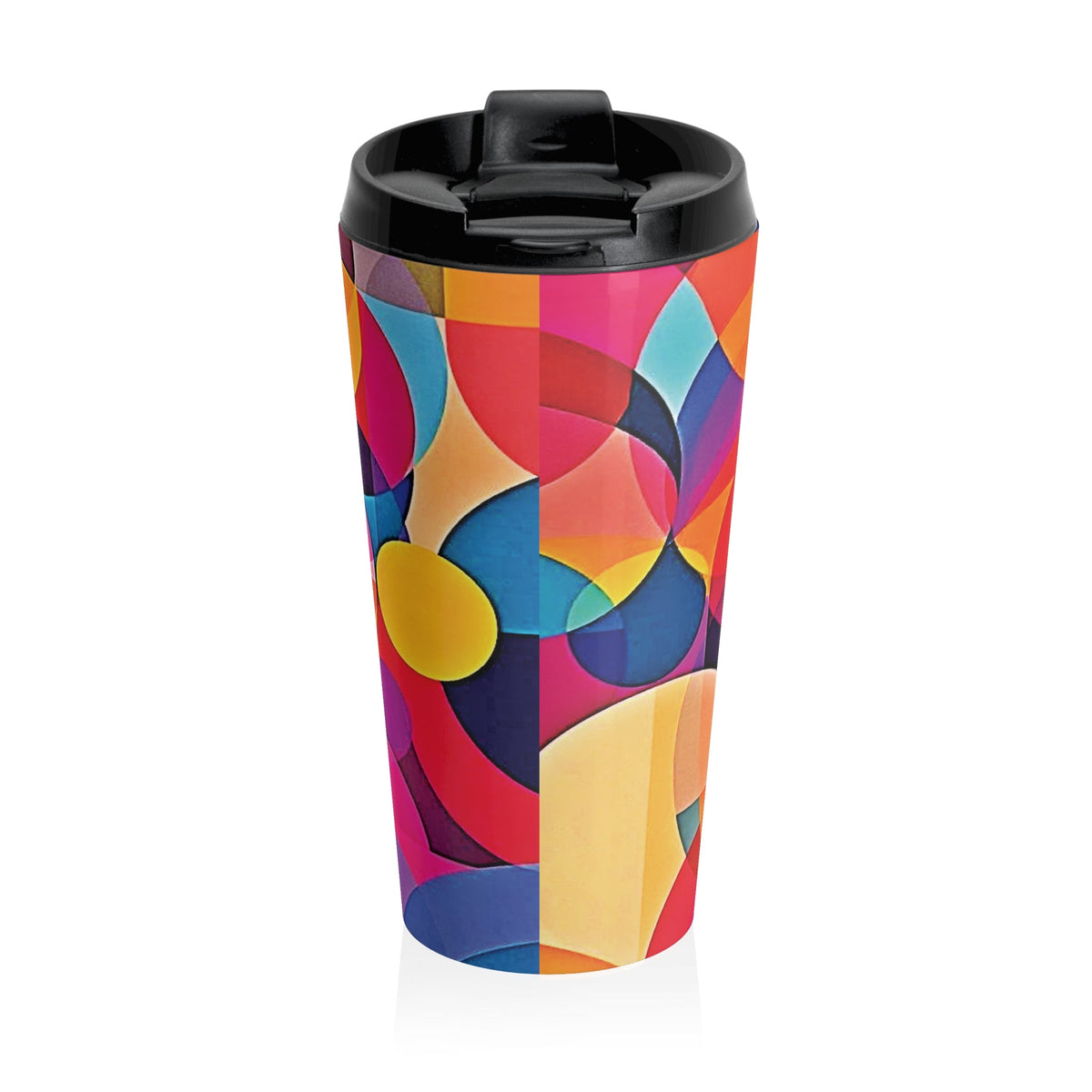 Mug de voyage géométrique coloré en acier inoxydable — Design d'art abstrait moderne
