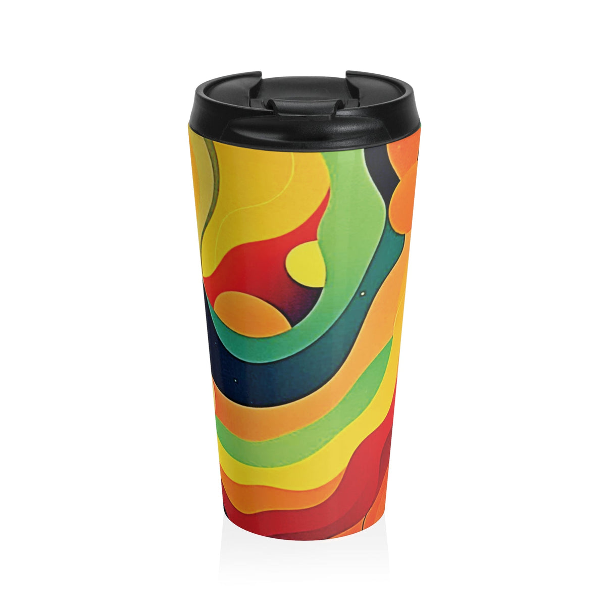 Mug de voyage rétro abstrait en acier inoxydable — Motif vague psychédélique coloré