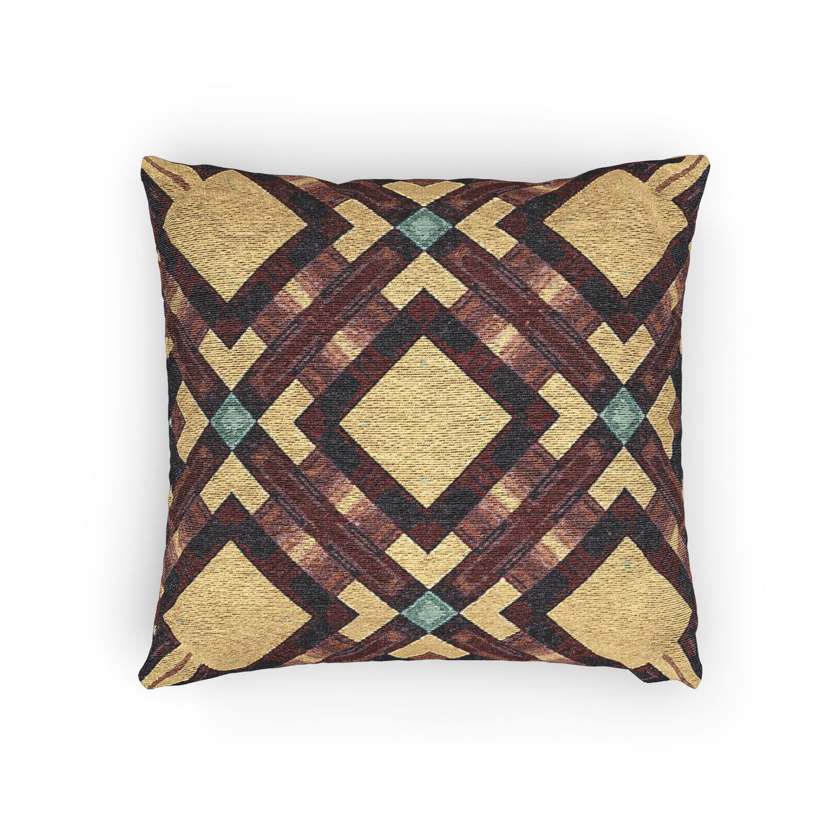 Coussin tressé — Coussin décoratif bohème géométrique aux tons chauds et terreux