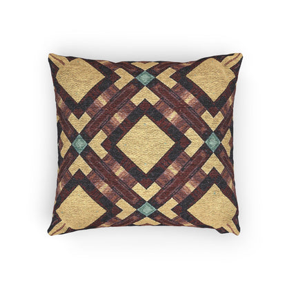 Coussin tressé — Coussin décoratif bohème géométrique aux tons chauds et terreux