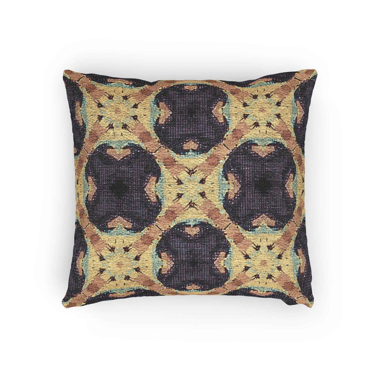Oreiller tissé à motif mosaïque géométrique | Coussin décoratif à carreaux style bohème