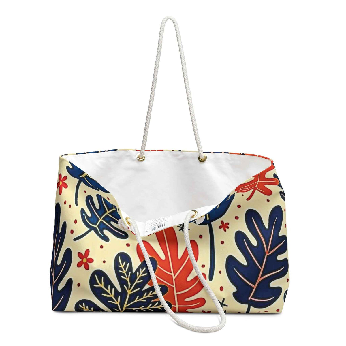 Sac de Voyage Grande Taille Feuilles Tropicales Abstraites | Motif Feuilles Bleu Orange, Grand Fourre-tout