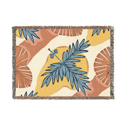 Plaid tissé "Palmier Tropical" — Jeté de plage bohème pour salon et patio