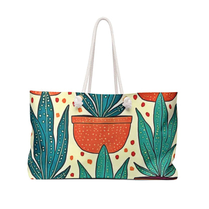 Sac de voyage à motif de succulente en pot | Grand sac fourre-tout Plante tropicale