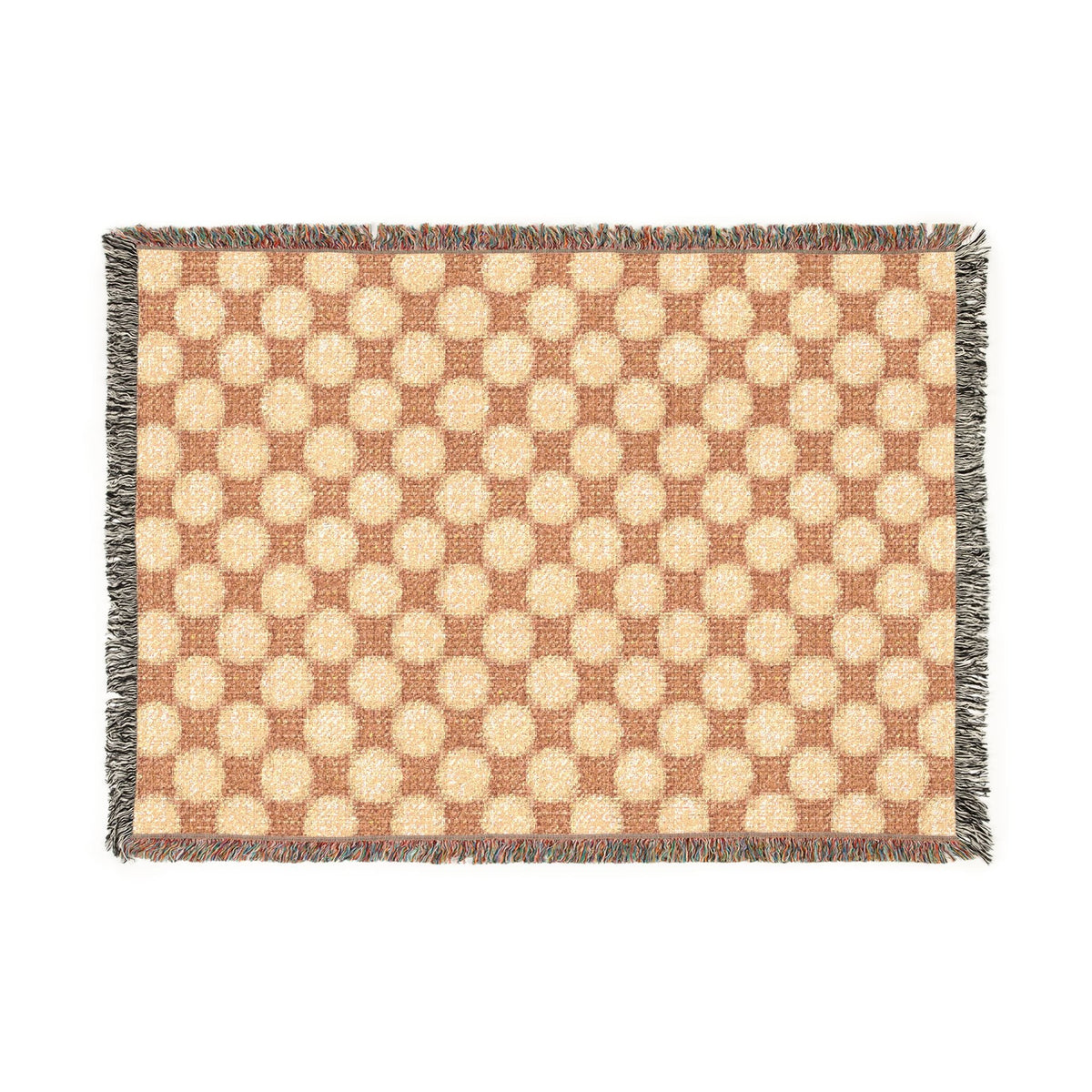 Jeté de lit tissé à carreaux géométriques
