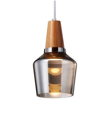 Modern Glass Pendant Light With Wood Accent