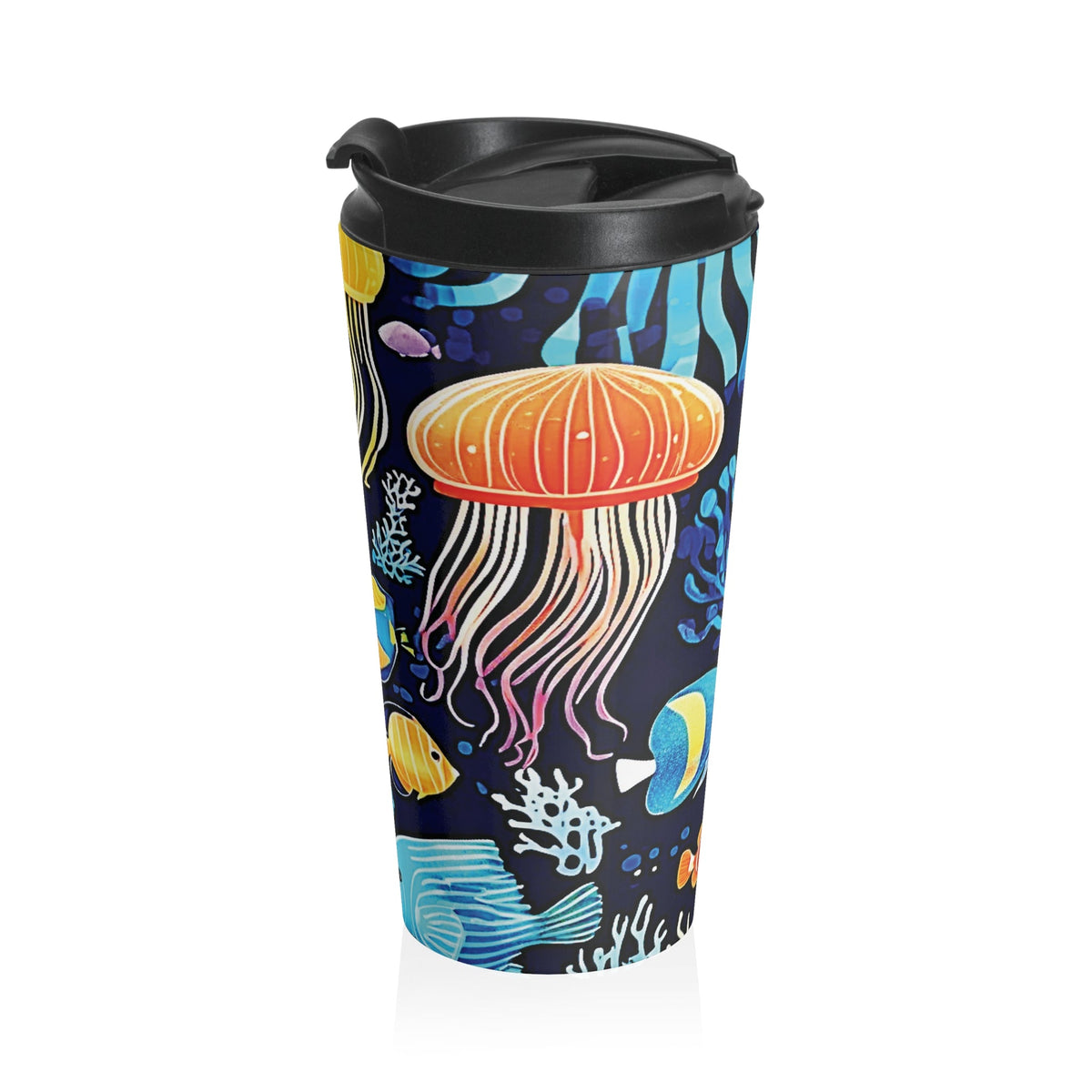 Mug de voyage Méduse Océan — Gobelet isotherme en acier inoxydable coloré sous-marin