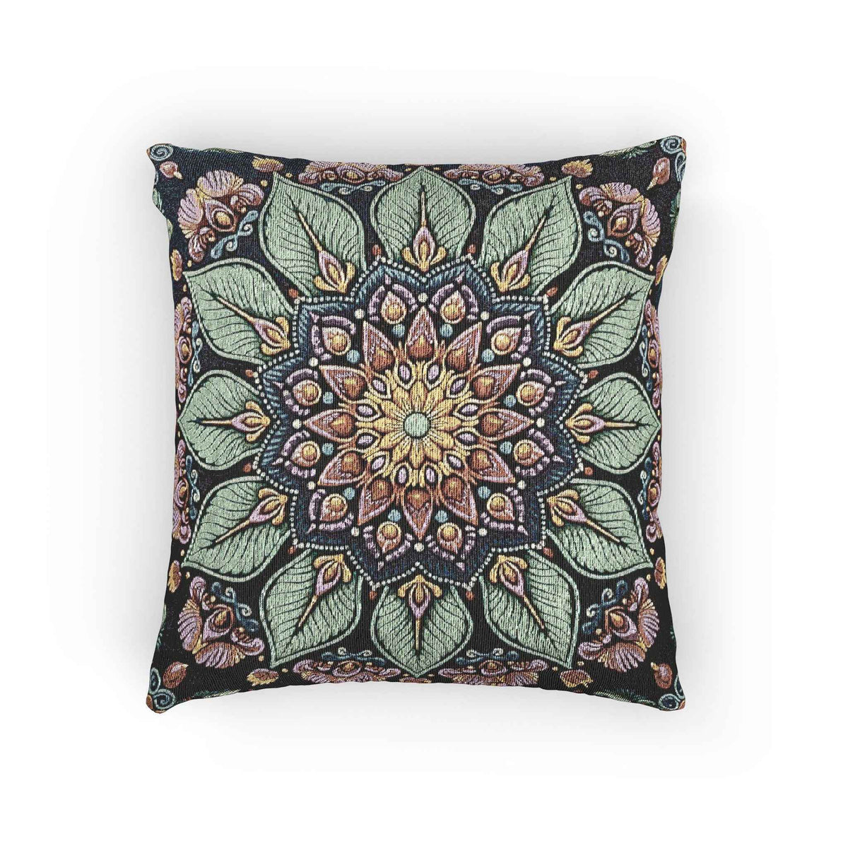 Housse de coussin décorative bohème tissée mosaïque florale mandala