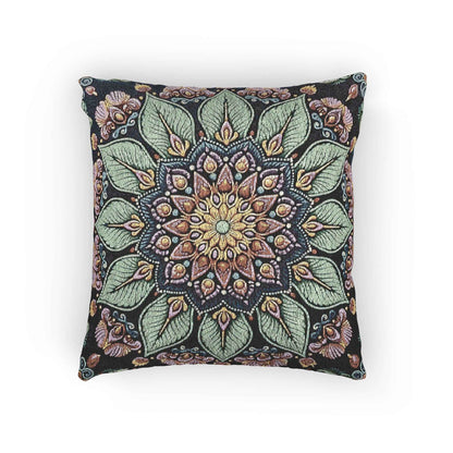 Housse de coussin décorative bohème tissée mosaïque florale mandala