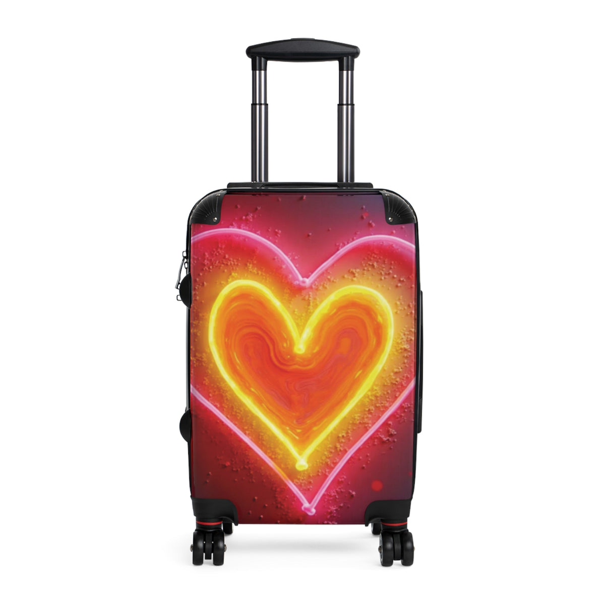 Valise Neon Heart – Bagage de cabine rose vif et jaune à effet LED
