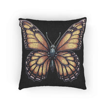 Monarch Butterfly Woven Pillow | Pixel Art Butterfly Throw Pillow