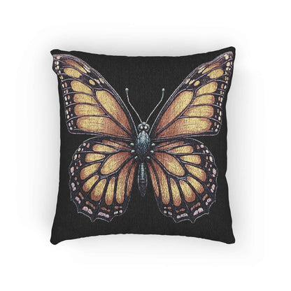 Coussin tissé Papillon Monarque | Coussin décoratif Papillon Pixel Art