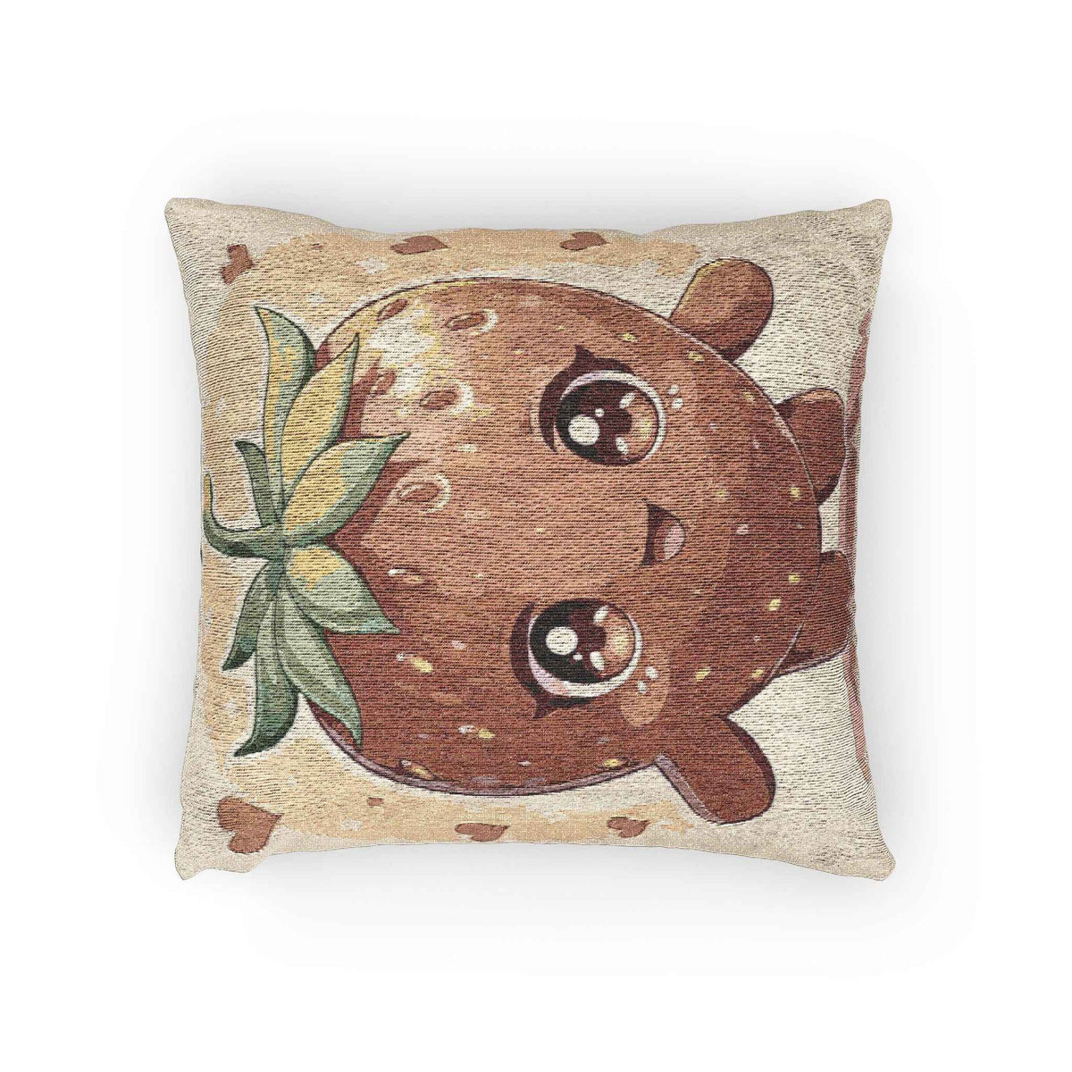 Oreiller décoratif tissé en forme de personnage fraise Kawaii