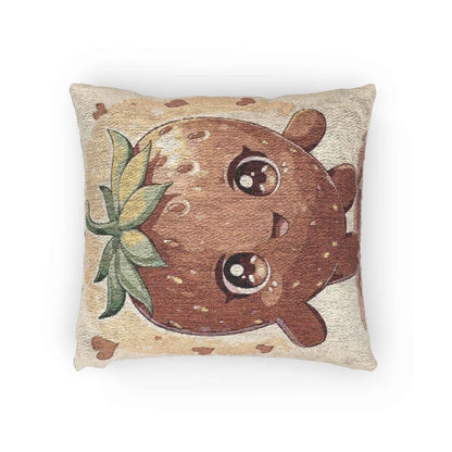 Oreiller décoratif tissé en forme de personnage fraise Kawaii