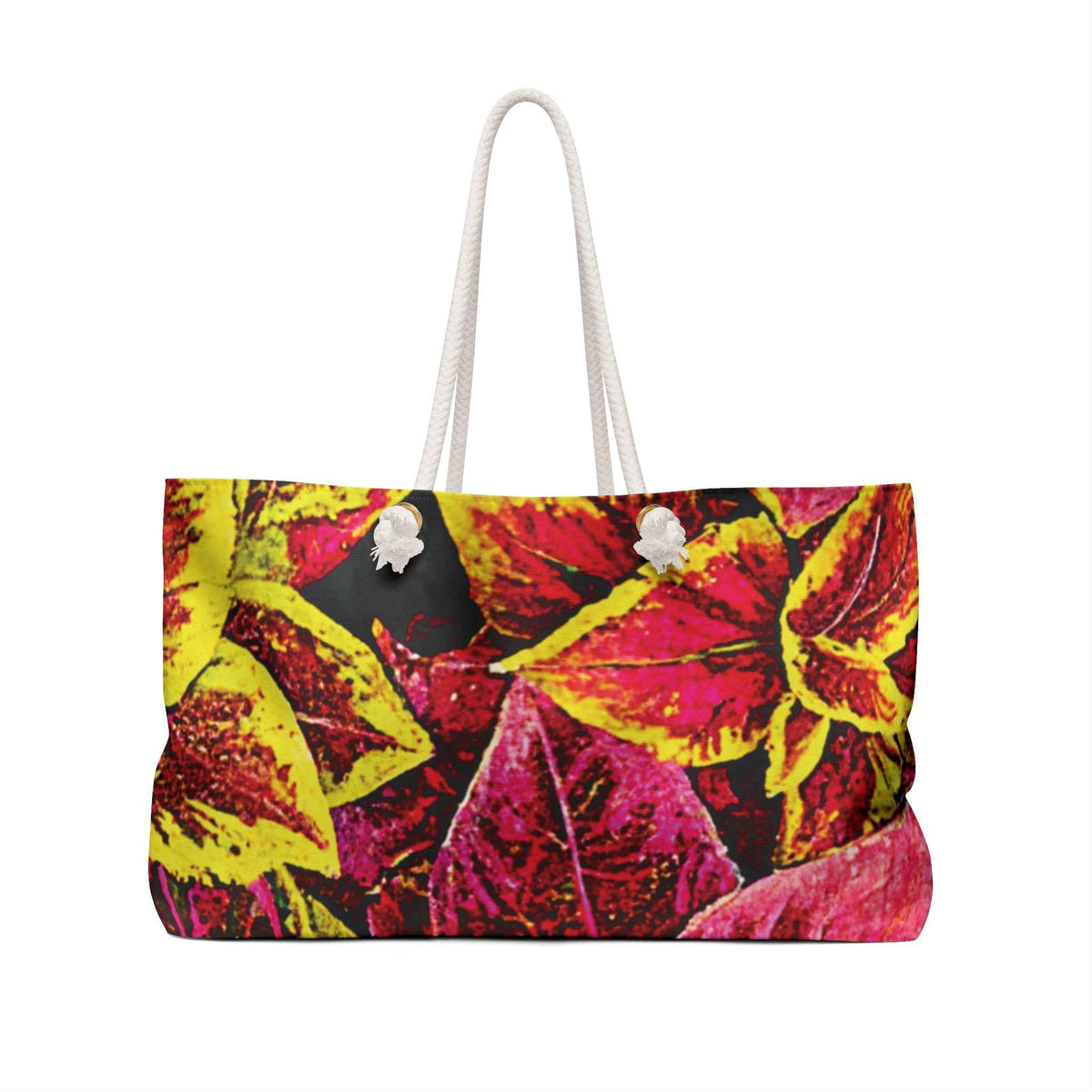 Sac de voyage à motif de feuilles de coléus panachées | Fourre-tout botanique coloré | Grand sac fourre-tout