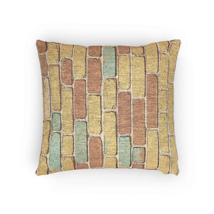 Oreiller tissé à motif de briques pastel | Coussin géométrique rustique