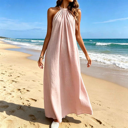 La robe pour femme présente une coupe décontractée sexy avec un dos nu.