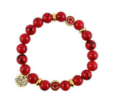 Bracelet Bonheur en Howlite Rouge