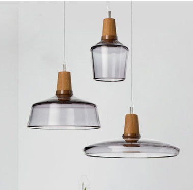 Modern Glass Pendant Light With Wood Accent