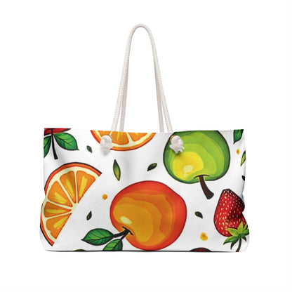 Sac de Voyage Grand Format à Motif de Fruits Colorés | Ananas Tropical Pomme Orange Raisins | Grand Sac Fourre-Tout | Sac de Plage | Sac de voyage pour maman