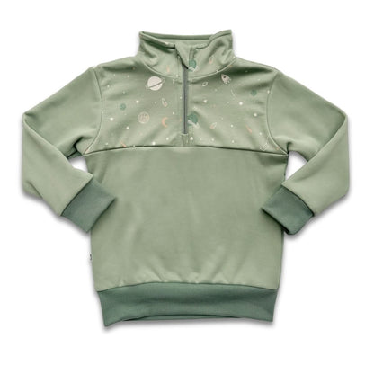 Youth Bamboo Fleece Half-Zip | Ash With Night Sky