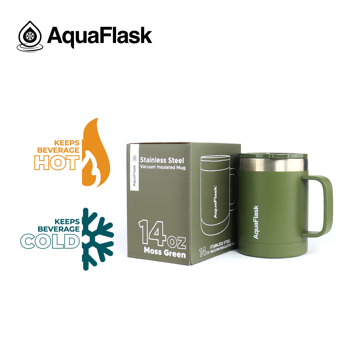 Mug Aquaflask isotherme avec couvercle et anse 415 ml (14 oz)
