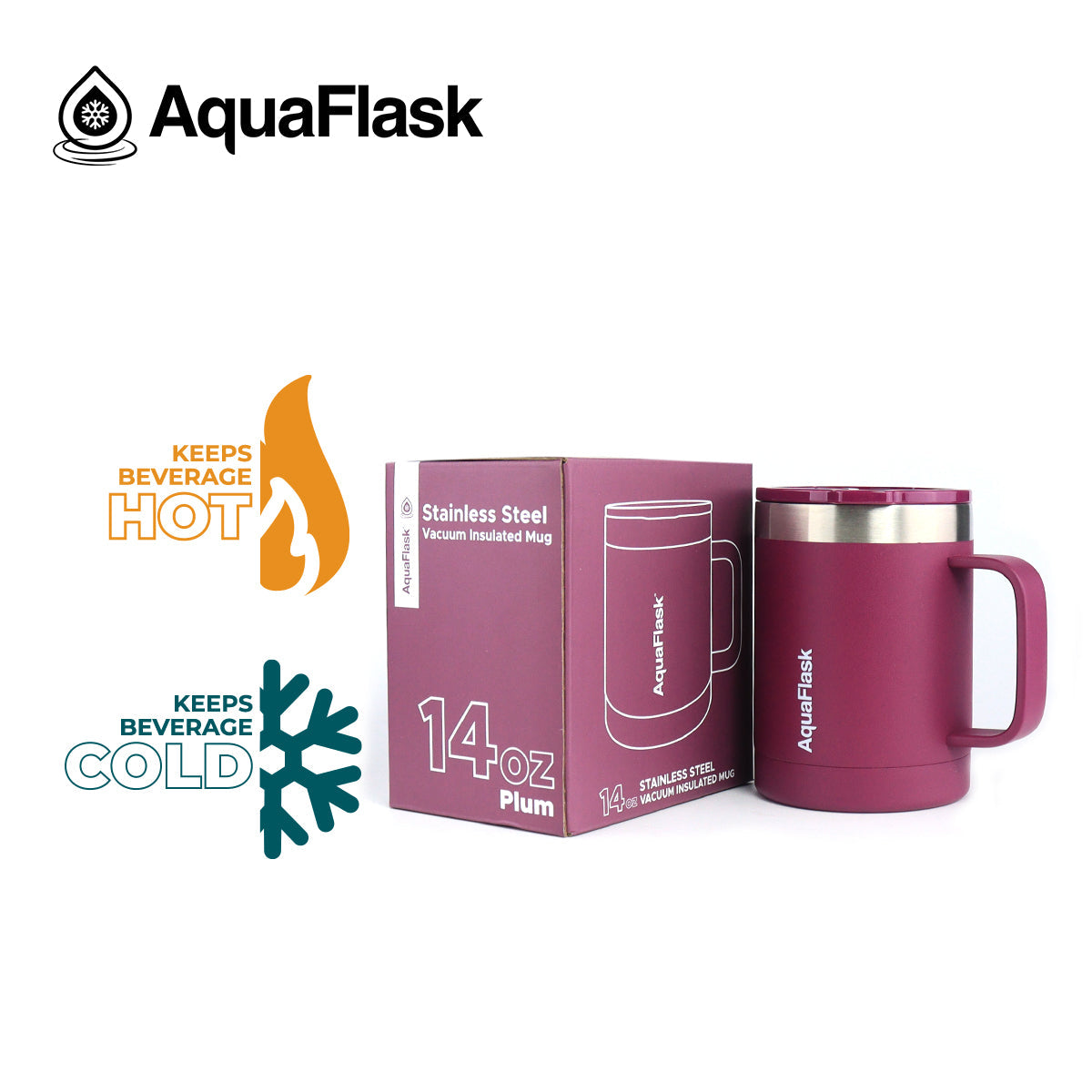 Mug Aquaflask isotherme avec couvercle et anse 415 ml (14 oz)