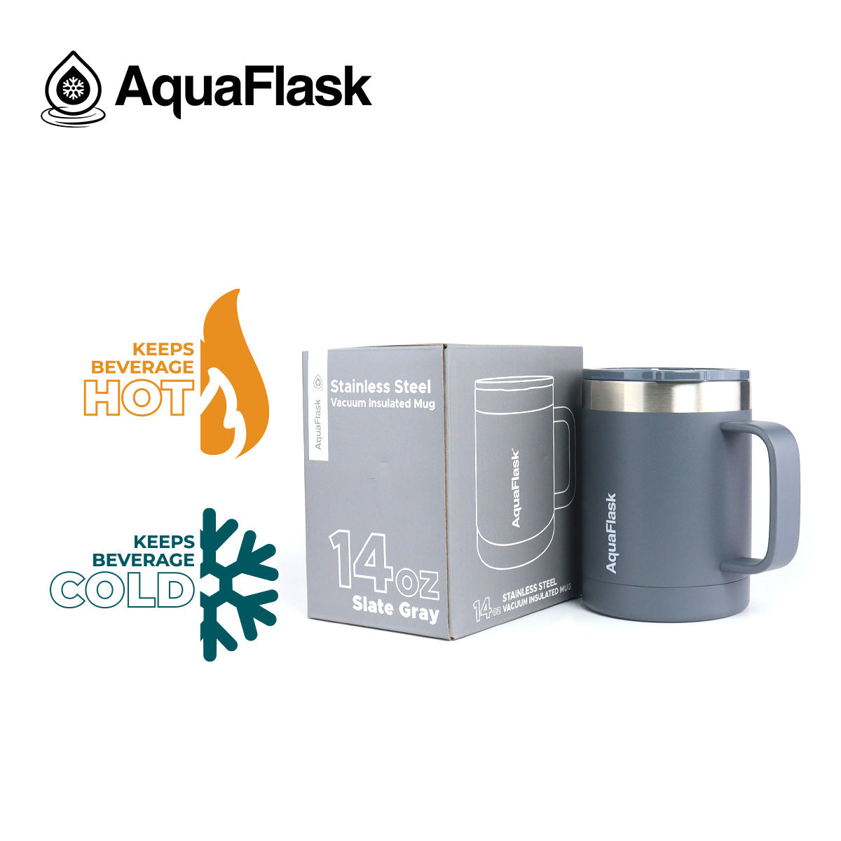 Mug Aquaflask isotherme avec couvercle et anse 415 ml (14 oz)