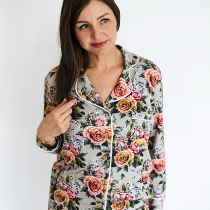 Ladies’ Bamboo Long Sleeve Button-Up Lounge Set | Antique Floral