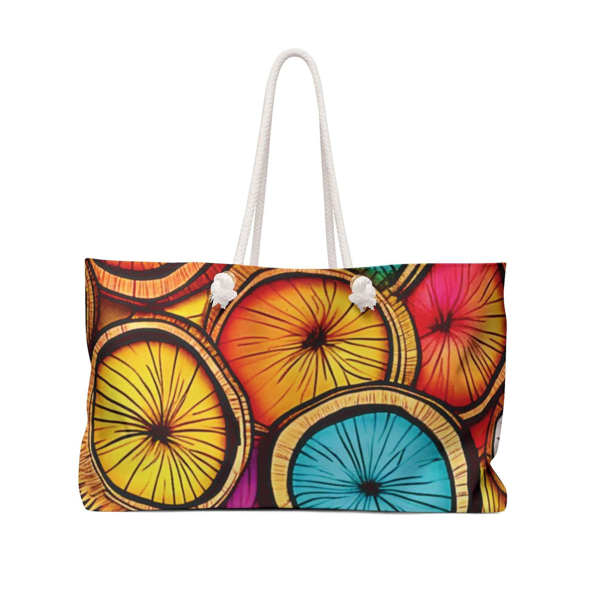 Sac de voyage en tranches de noix de coco colorées | Sac fourre-tout tropical | Grand sac fourre-tout